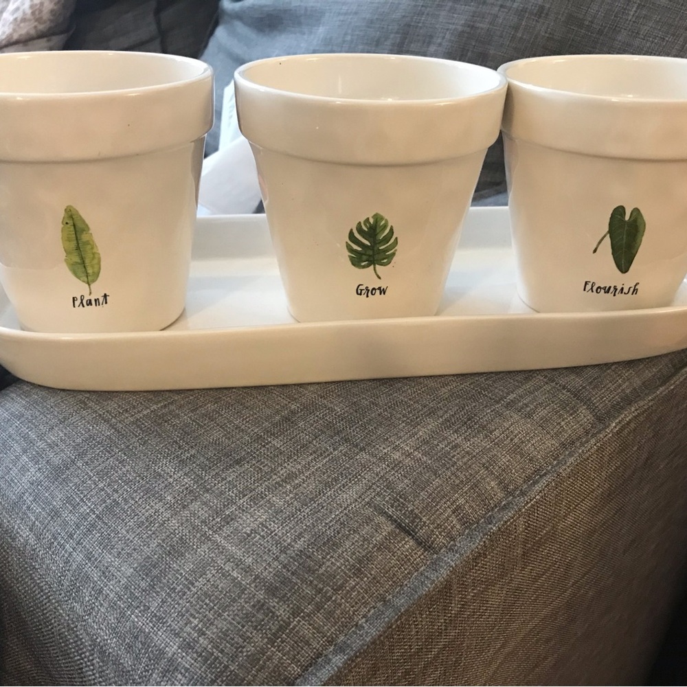 Rae Dunn White Ceramic Planter Set